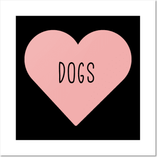 I Love Dog Heart - Pet Lovers Girly Pink Heart Posters and Art